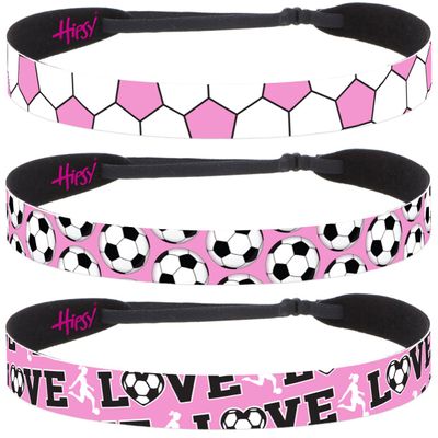 Hipsy Women's Adjustable NO SLIP I Love Soccer Headbands (Light Pink Mixed Soccer 3pk)