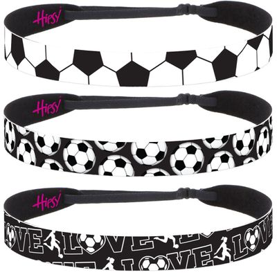 Hipsy Women's Adjustable NO SLIP I Love Soccer Headbands (Black Mixed Soccer 3pk)