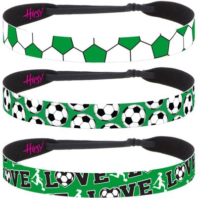 Hipsy Women's Adjustable NO SLIP I Love Soccer Headbands (Green Mixed Soccer 3pk)