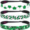 Hipsy Women's Adjustable NO SLIP I Love Soccer Headbands (Green Mixed Soccer 3pk) view 1