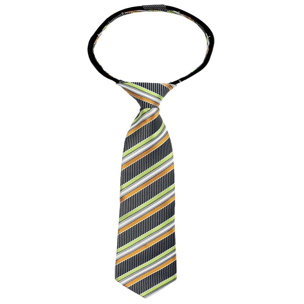 Spring Notion Boys' Pre-tied Woven Zipper Tie X-Large Lime Orange Stripes