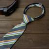 Spring Notion Boys' Pre-tied Woven Zipper Tie X-Large Lime Orange Stripes view 2