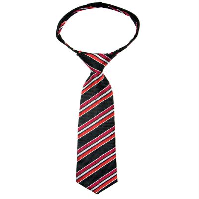 Spring Notion Boys' Pre-tied Woven Zipper Tie X-Large Black Red Stripes