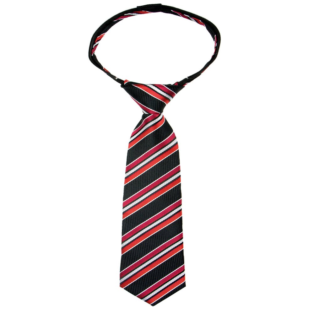Spring Notion Boys' Pre-tied Woven Zipper Tie X-Large Black Red Stripes