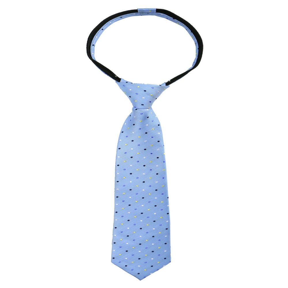 Spring Notion Boys' Pre-tied Woven Zipper Tie Small Light Blue Dotted