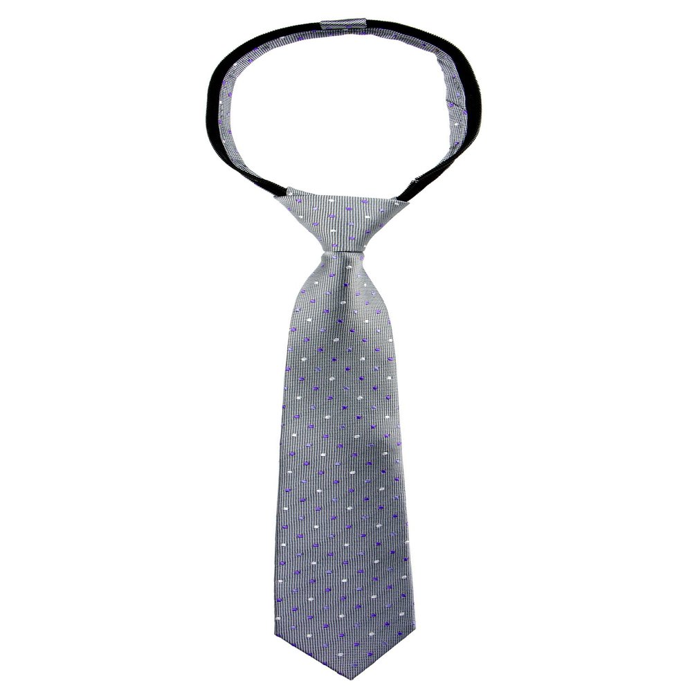 Spring Notion Boys' Pre-tied Woven Zipper Tie Large Lilac Dotted