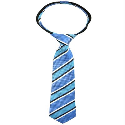 Spring Notion Boys' Pre-tied Woven Zipper Tie Large Turquoise Stripes