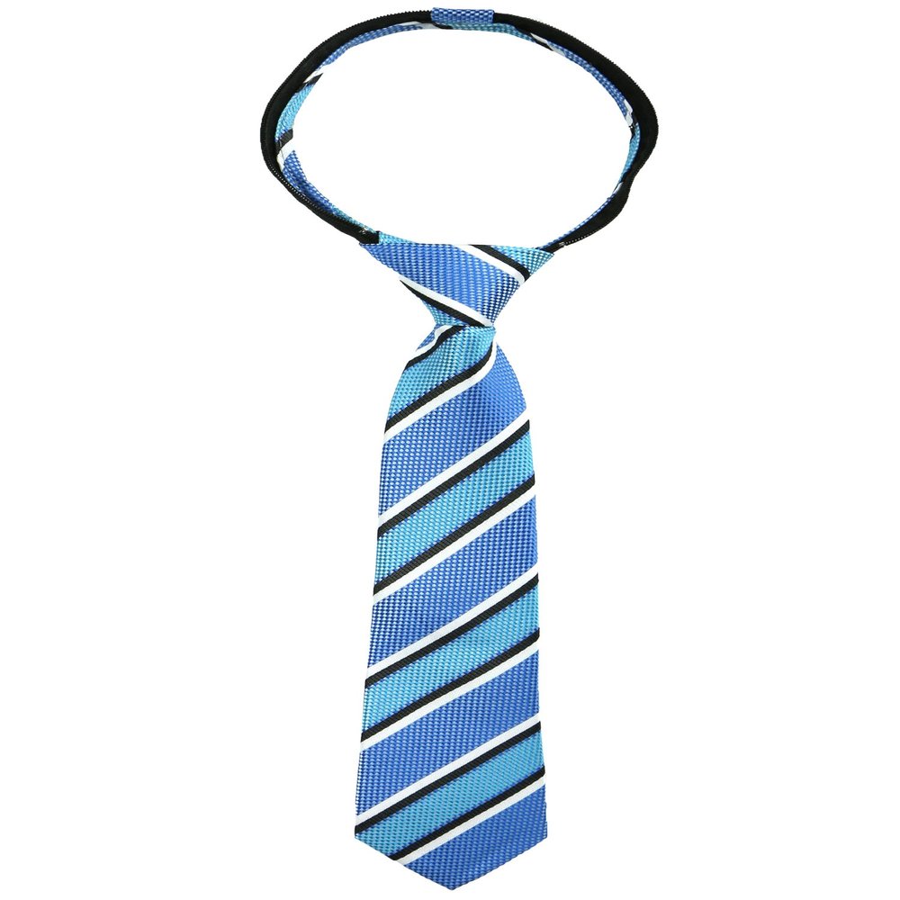 Spring Notion Boys' Pre-tied Woven Zipper Tie Large Turquoise Stripes
