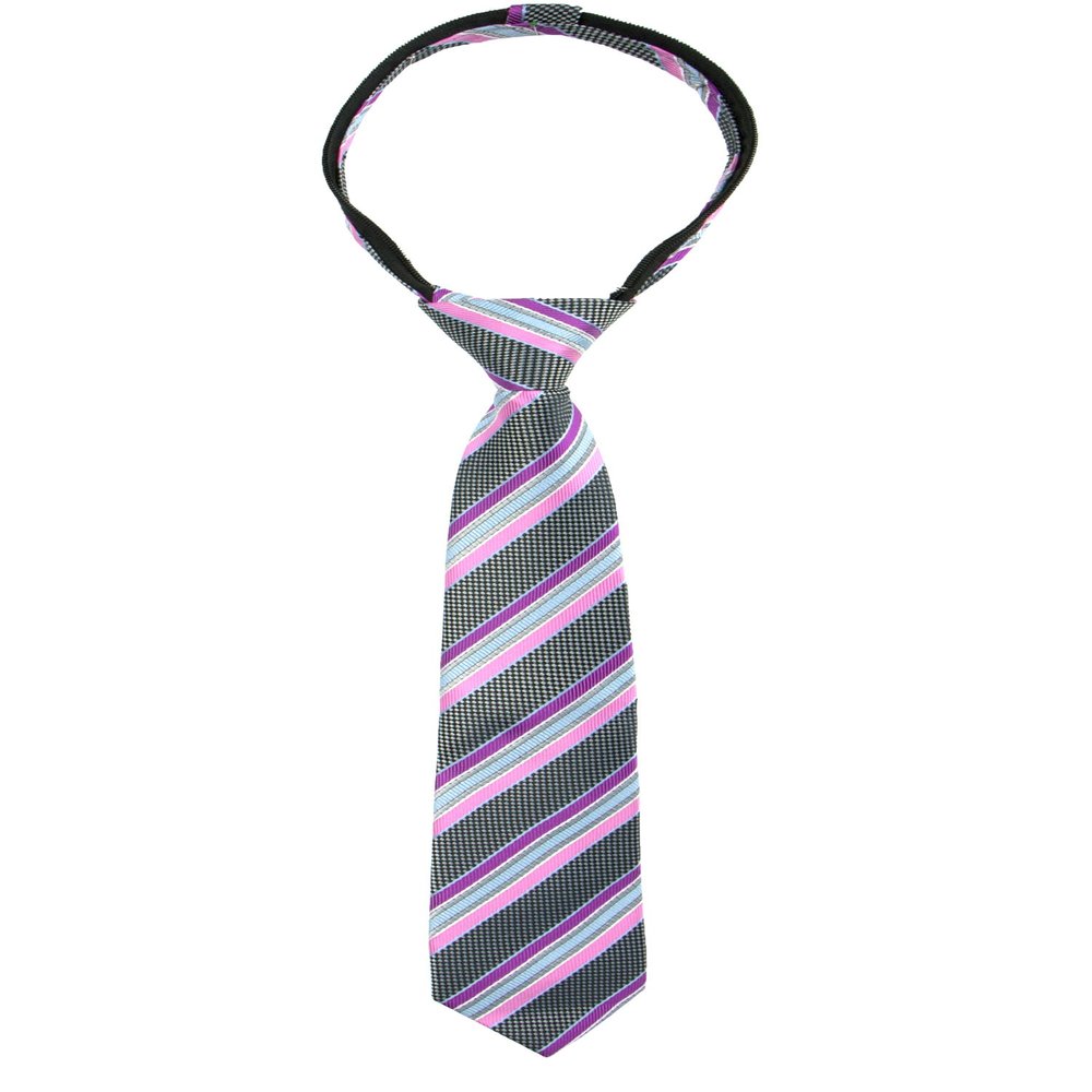 Spring Notion Boys' Pre-tied Woven Zipper Tie Large Pink Stripes