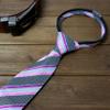 Spring Notion Boys' Pre-tied Woven Zipper Tie Large Pink Stripes view 2