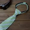 Spring Notion Boys' Pre-tied Woven Zipper Tie Large Pastel Green Stripes view 2