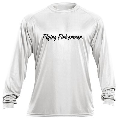Flying Fisherman TL1407WXXL Redfish Logo Long Sleeve Performance T-Shirt, White, XX-Large