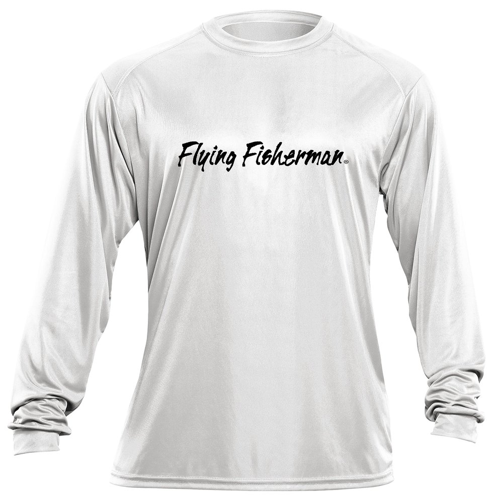 Flying Fisherman TL1407WXXL Redfish Logo Long Sleeve Performance T-Shirt, White, XX-Large