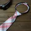 Spring Notion Boys' Pre-tied Woven Zipper Tie Small Pink Grey Checkered view 2