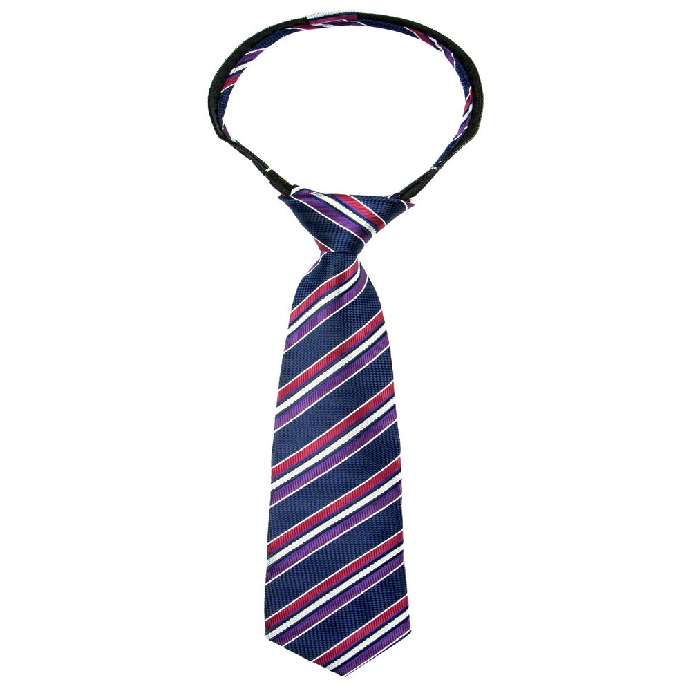 Spring Notion Boys' Pre-tied Woven Zipper Tie X-Small Navy Wine Stripes