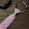 Spring Notion Boys' Pre-tied Woven Zipper Tie Large Light Pink Stripes view 2