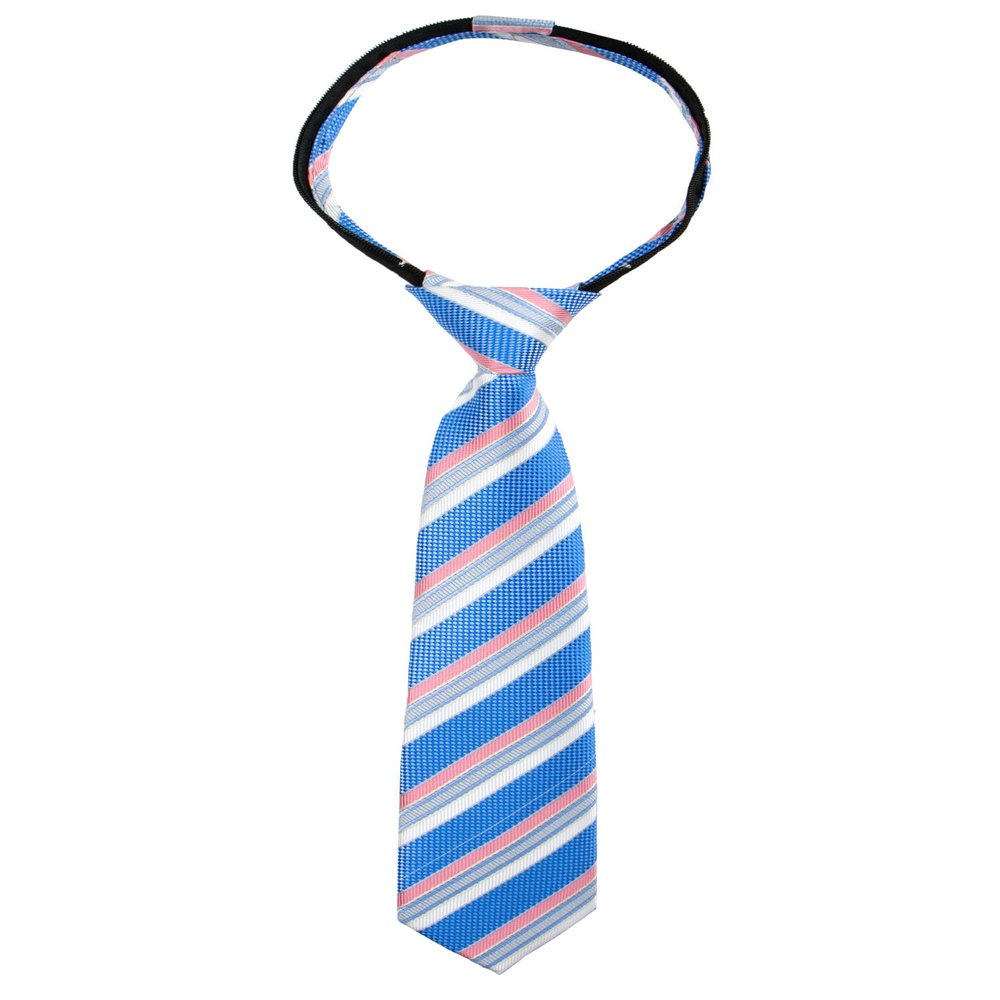 Spring Notion Boys' Pre-tied Woven Zipper Tie Medium Blue Coral Stripes