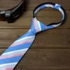 Spring Notion Boys' Pre-tied Woven Zipper Tie Medium Blue Coral Stripes view 2