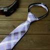 Spring Notion Boys' Pre-tied Woven Zipper Tie Large Lilac Plaid view 2
