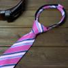 Spring Notion Boys' Pre-tied Woven Zipper Tie Medium Blue Pink Stripes view 2