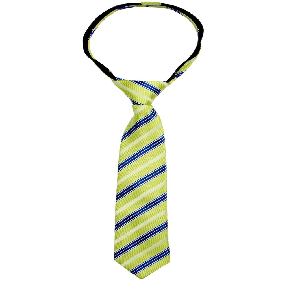 Spring Notion Boys' Pre-tied Woven Zipper Tie Small Lime Blue Stripes