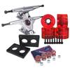 Cal 7 Longboard Skateboard Combo Package with 70mm Wheels & 180mm Lightweight Aluminum Trucks, Bearings Complete Set & Steel Hardware (Silver Truck + Transparent Red Wheels) view 1