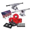 Cal 7 Longboard Skateboard Combo Package with 70mm Wheels & 180mm Lightweight Aluminum Trucks, Bearings Complete Set & Steel Hardware (Silver Truck + Transparent Red Wheels) view 2
