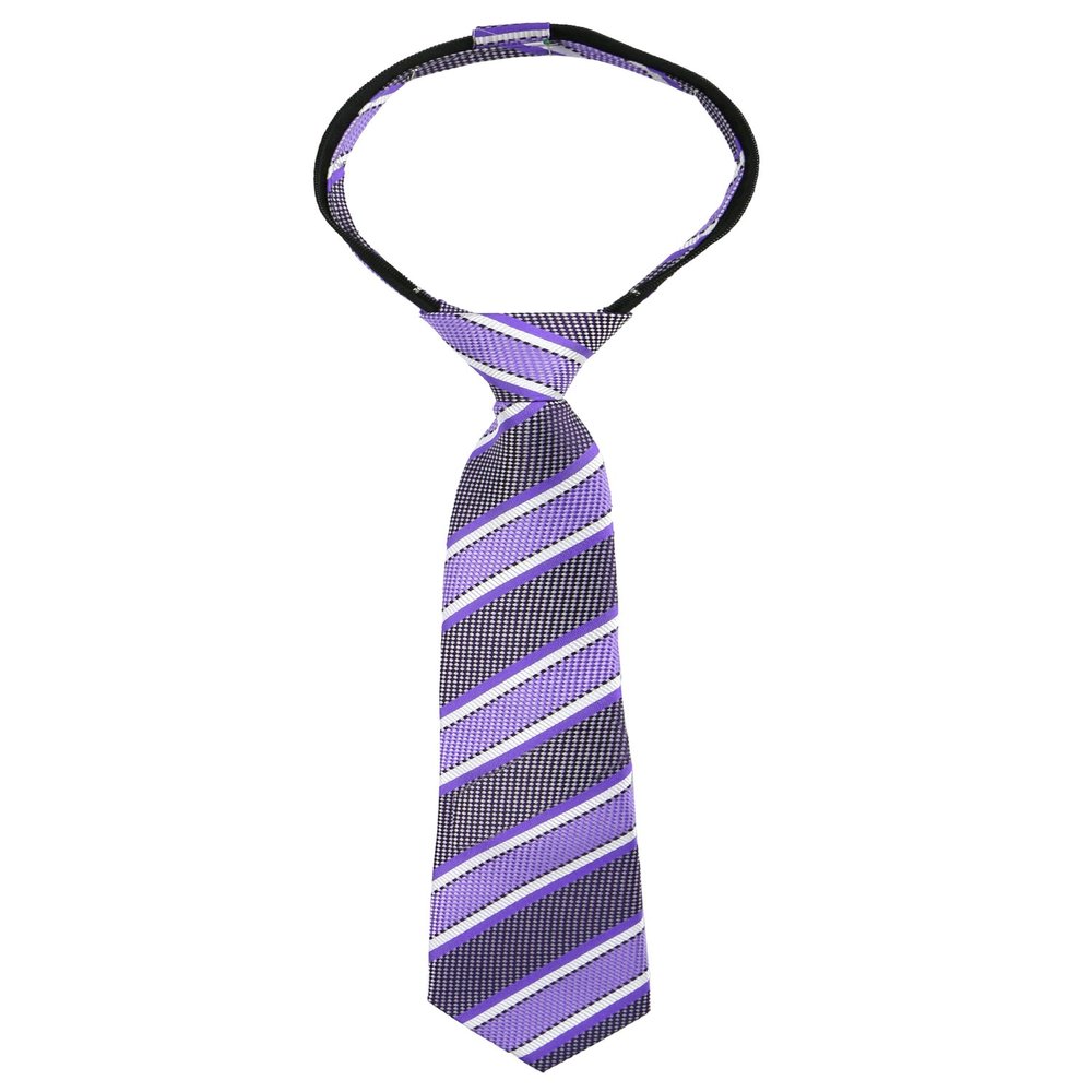 Spring Notion Boys' Pre-tied Woven Zipper Tie Small Purple Stripes