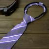 Spring Notion Boys' Pre-tied Woven Zipper Tie Small Purple Stripes view 2