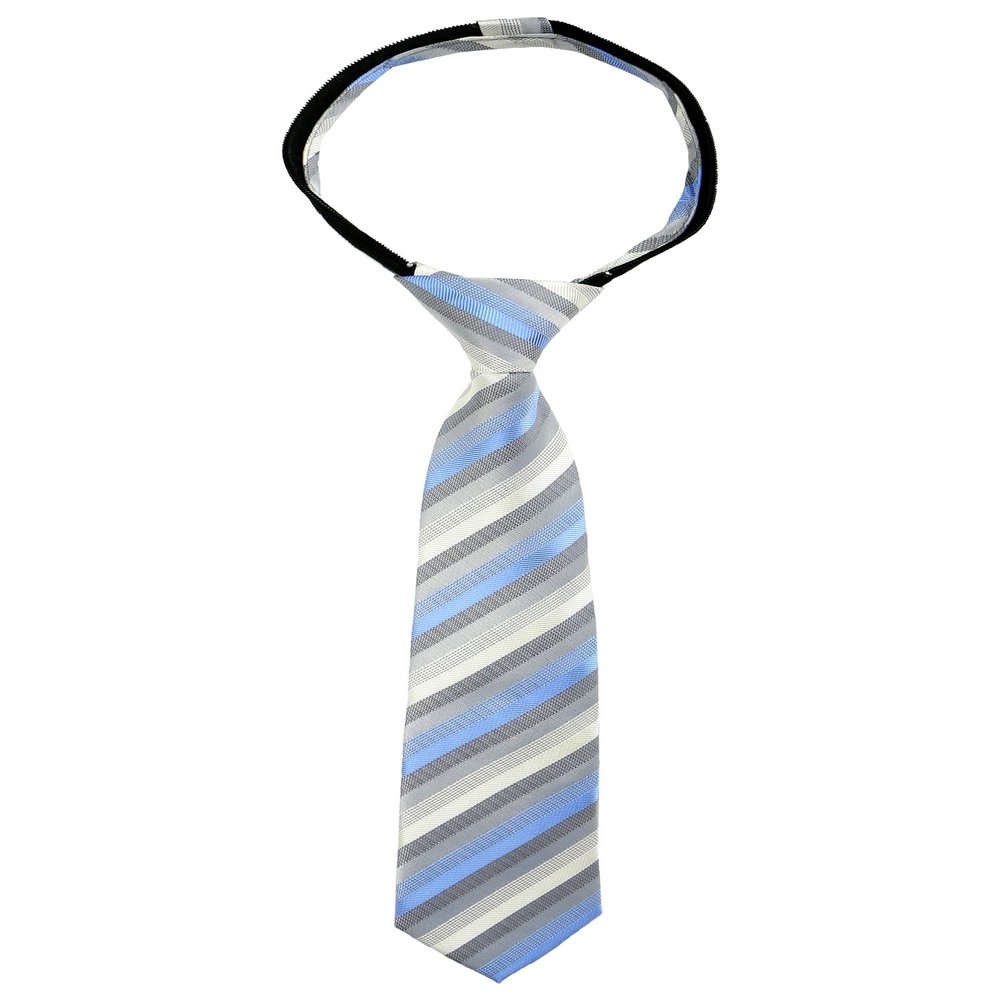 Spring Notion Boys' Pre-tied Woven Zipper Tie X-Large Blue Ivory Stripes
