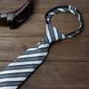 Spring Notion Boys' Pre-tied Woven Zipper Tie Small Grey Stripes view 2