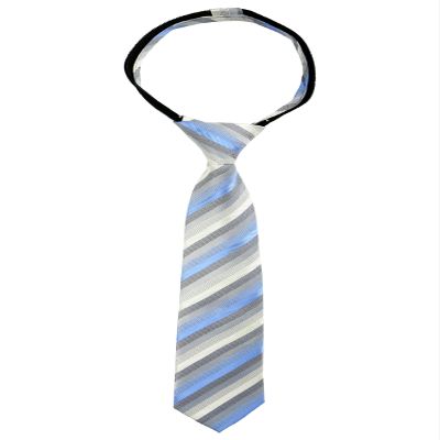Spring Notion Boys' Pre-tied Woven Zipper Tie Small Blue Ivory Stripes