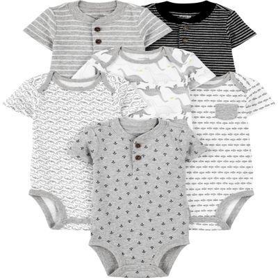 Simple Joys by Carter's Baby 6-pack Short-sleeve Embellished Bodysuit, black/white, Preemie