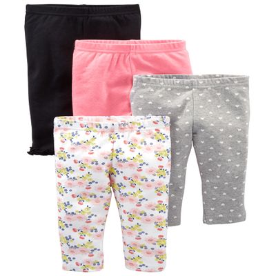 Simple Joys by Carter's Baby 4-pack Pant, navy, grey dot, pink, floral, 3-6 months