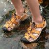 Asifn Sandals Men Leather Beach Shoes Baotou Casual Large Size Outdoor Casual Fisherman Strap Hiking yellow-40(9 M US,26 cm Heel to Toe view 2