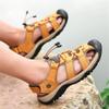 Asifn Sandals Men Leather Beach Shoes Baotou Casual Large Size Outdoor Casual Fisherman Strap Hiking yellow-40(9 M US,26 cm Heel to Toe view 4