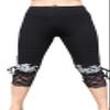 Full Funk Ladies Little Legging Pants with Lace Trim Nature Print, Medium, Black Flower view 1