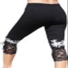 Full Funk Ladies Little Legging Pants with Lace Trim Nature Print, Medium, Black Flower view 2