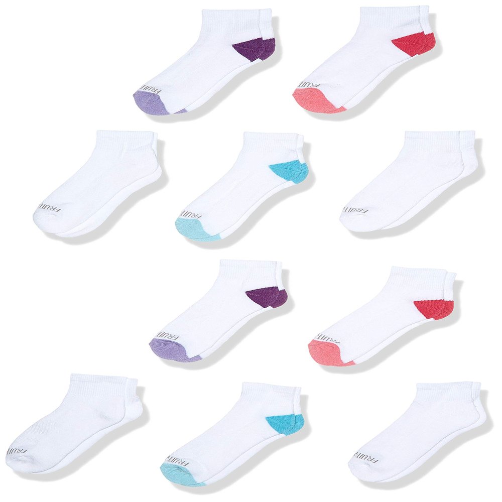 Fruit of the Loom Little Girls' 10-Pair Everyday Soft Ankle Socks, White, Shoe Size: 6  10.5 (Small)