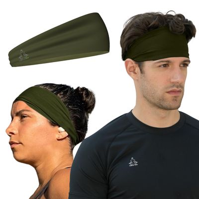 Temple Tape Sweat Band Workout Headbands for Women and Men - Sweatbands for Men - Moisture Wicking Sports Sweat Bands Headbands for Women, Running,Cycling,Yoga,Football Headband - OD Green