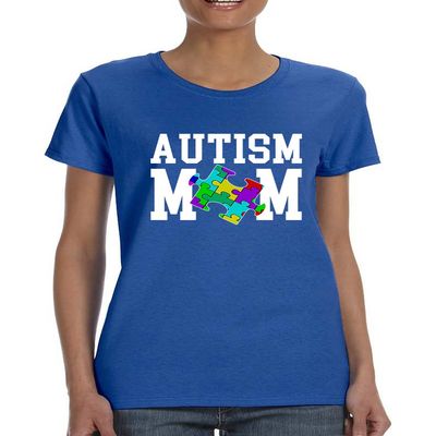 ALLNTRENDS Women's T Shirt Autism Mom Autistic Awareness Tshirt (3XL, Royal Blue)
