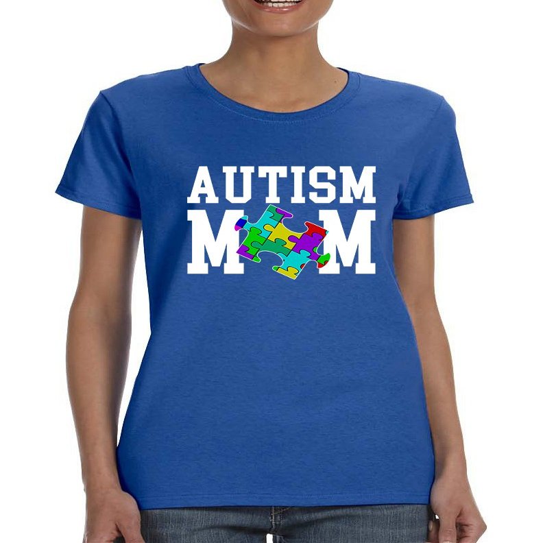 ALLNTRENDS Women's T Shirt Autism Mom Autistic Awareness Tshirt (3XL, Royal Blue)