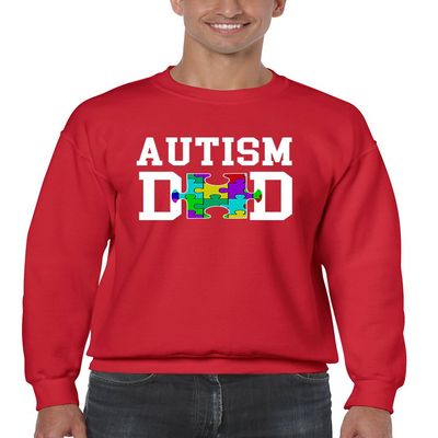 ALLNTRENDS Men's Sweatshirt Autism Dad Proud Autistic Awareness Top (L, Red)