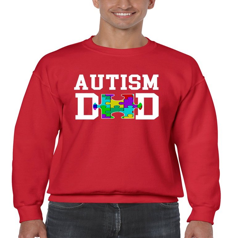 ALLNTRENDS Men's Sweatshirt Autism Dad Proud Autistic Awareness Top (L, Red)