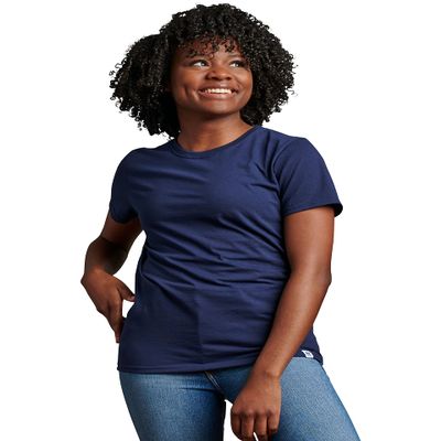 Russell Athletic Womens Cotton Performance T-Shirts T Shirt, Short - Navy, Small US