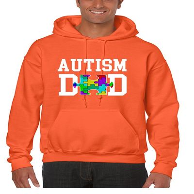 ALLNTRENDS Men's Hoodie Autism Dad Proud Autistic Awareness Top (3XL, Orange)
