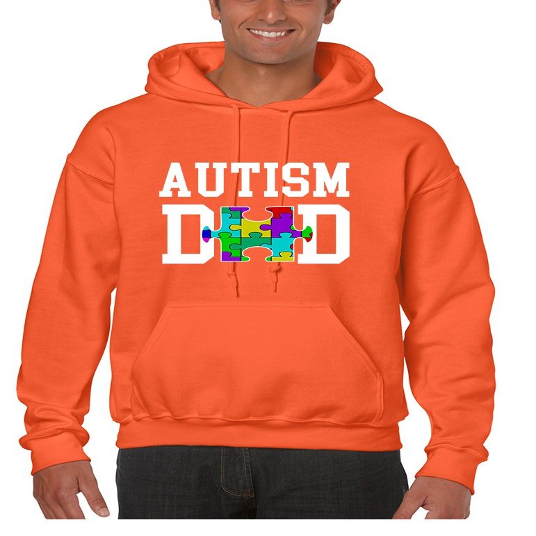 ALLNTRENDS Men's Hoodie Autism Dad Proud Autistic Awareness Top (3XL, Orange)