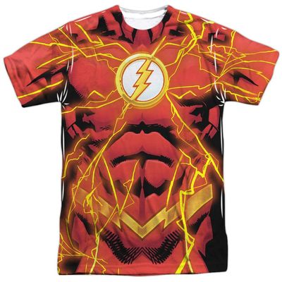 Trevco Men's JLA Justice League Flash 52 Bolt Adult T-Shirt, White, XX-Large