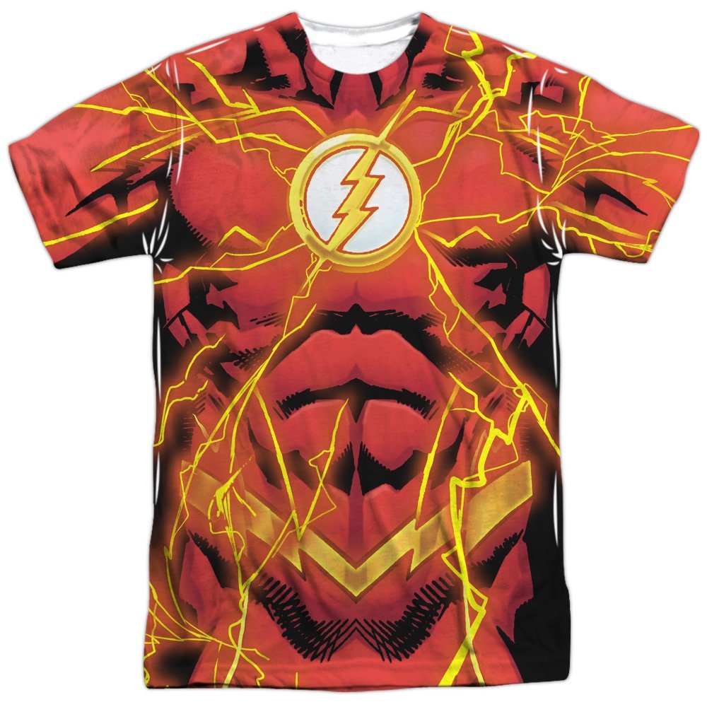 Trevco Men's JLA Justice League Flash 52 Bolt Adult T-Shirt, White, XX-Large