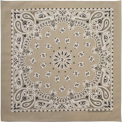 American Made Beige Western Paisley Bandana - Single Piece 22x22